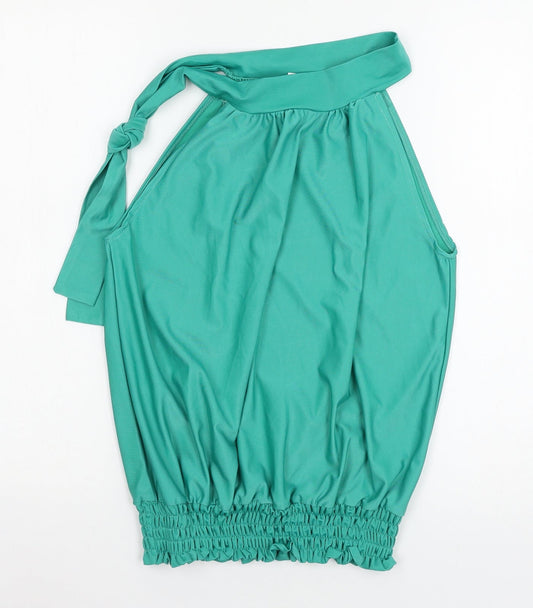 Womens UK Size L Preworn Green Basic Blouse