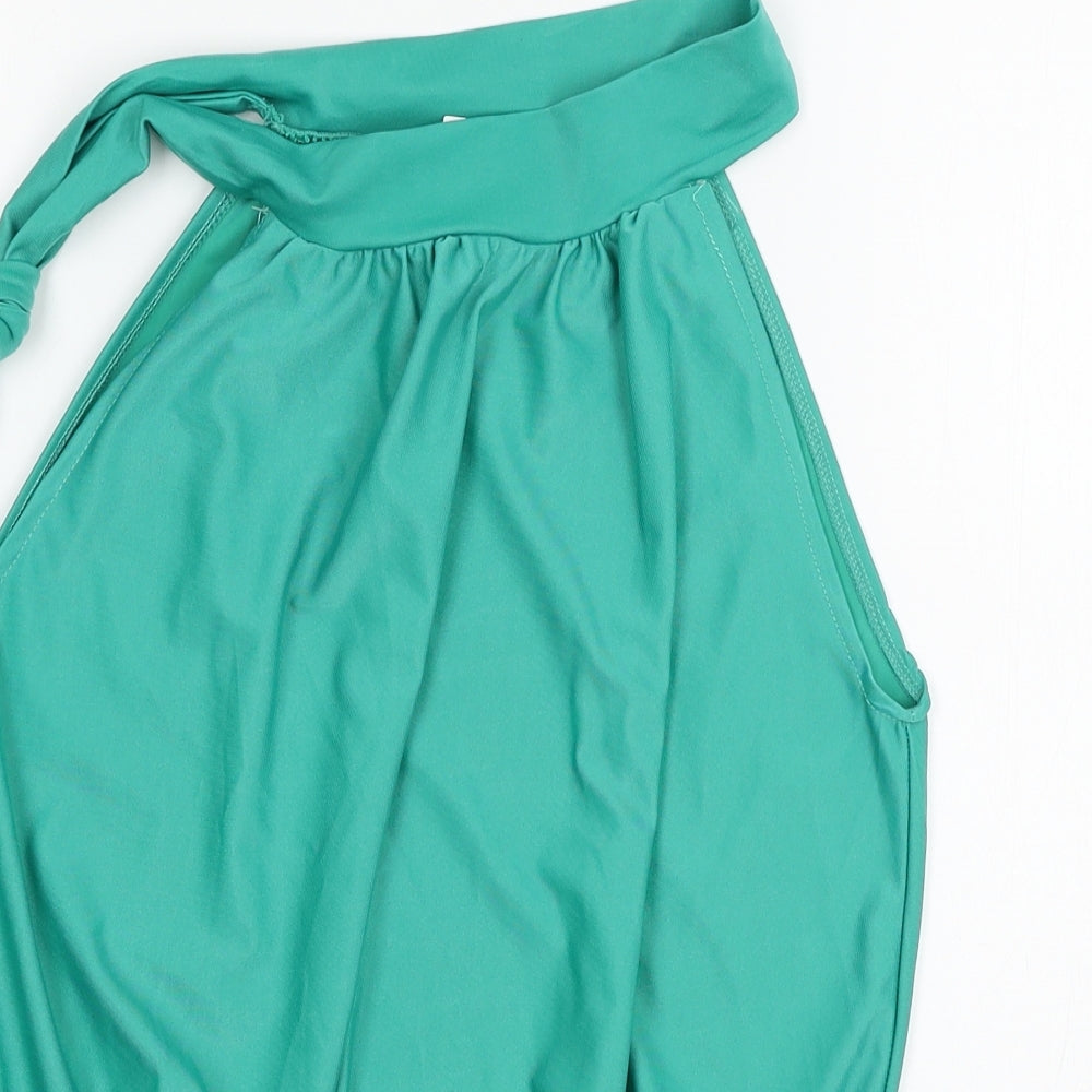 Womens UK Size L Preworn Green Basic Blouse