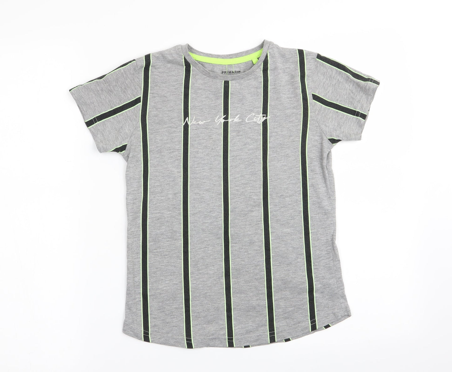 Primark Boys Grey Striped  Basic T-Shirt Size 8-9 Years