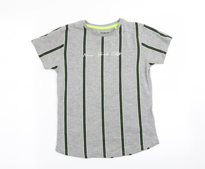 Primark Boys Grey Striped  Basic T-Shirt Size 8-9 Years