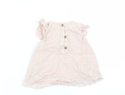 M Girls Pink Polka Dot  Fit & Flare  Size 9-12 Months