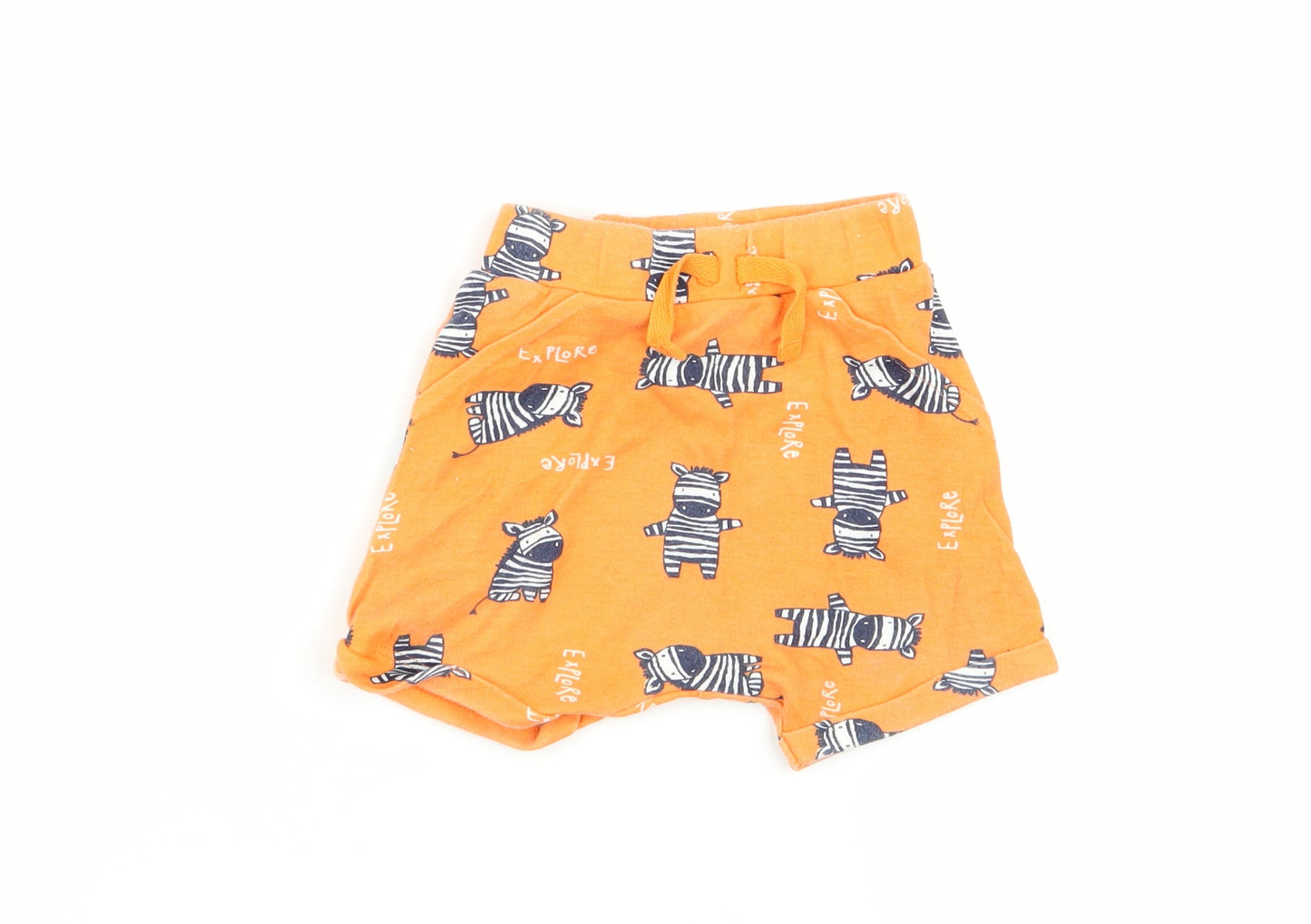 Asda George Boys Orange Animal Print  Capri Trousers Size 6-9 Months  - shorts