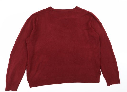 Womens UK Size 20 M&s Red Pullover Jumper