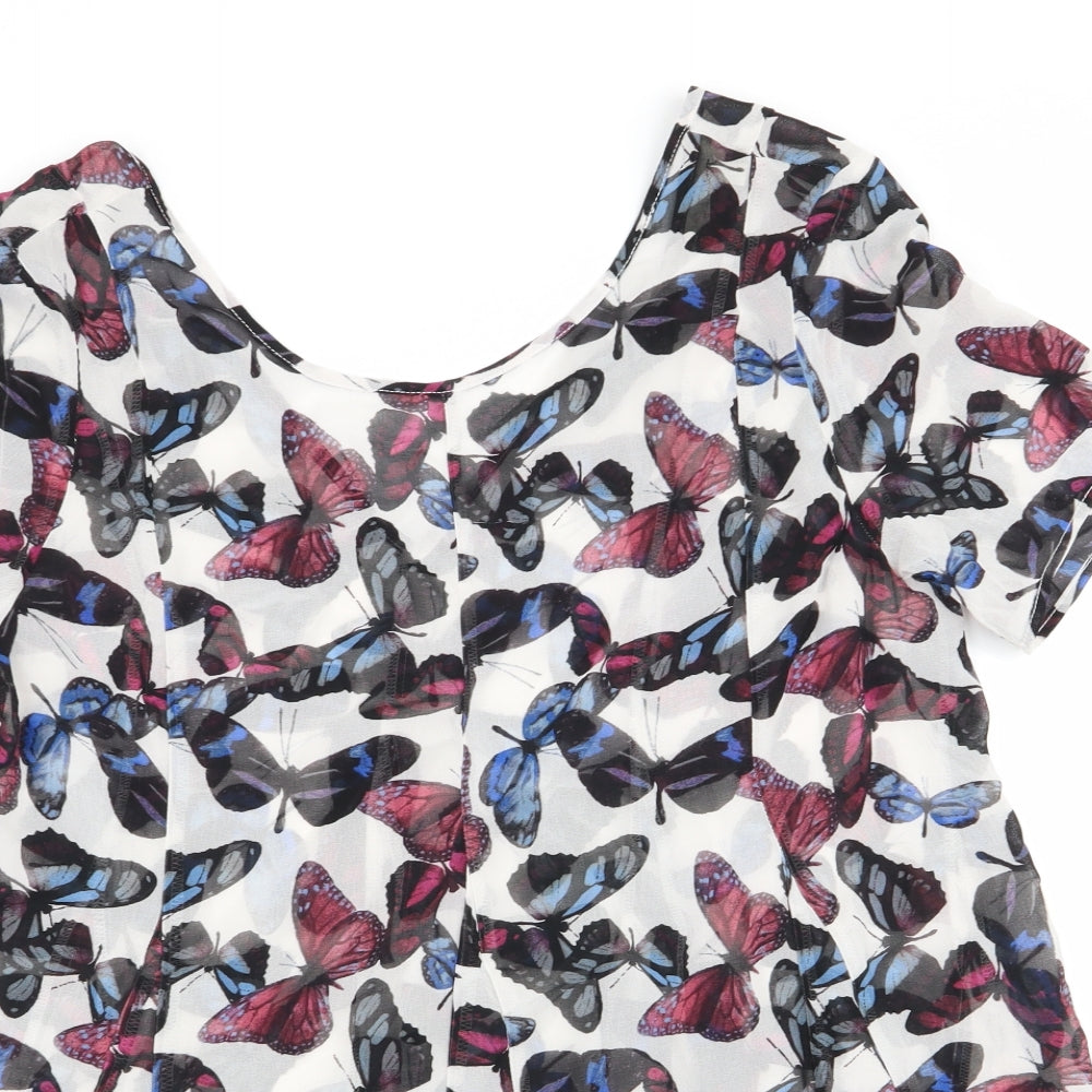 Womens UK Size 8 NEXT Multicoloured Basic Blouse