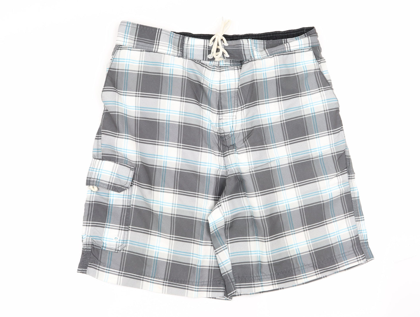 Asda George Mens Multicoloured Check  Sweat Shorts Size L - Stretch waistband/swim shorts