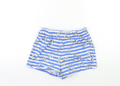 Preworn Girls Blue Striped  Wrap Shorts Size 7 Years