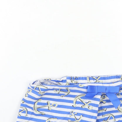 Preworn Girls Blue Striped  Wrap Shorts Size 7 Years