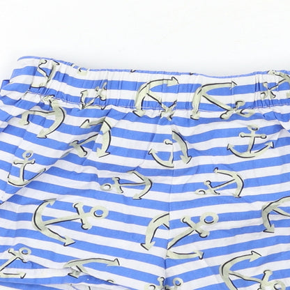 Preworn Girls Blue Striped  Wrap Shorts Size 7 Years