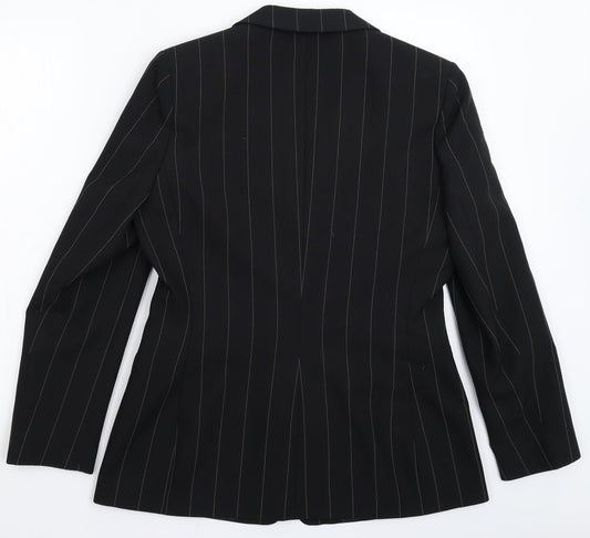 Impressions Womens Black Striped  Jacket Suit Jacket Size 14