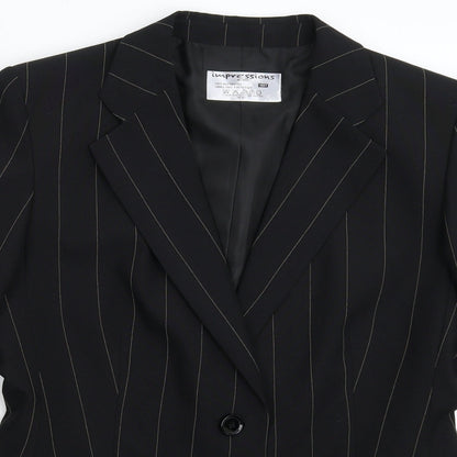Impressions Womens Black Striped  Jacket Suit Jacket Size 14