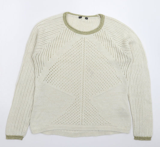 Womens UK Size L Preworn White Pullover Jumper