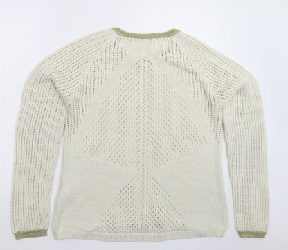 Womens UK Size L Preworn White Pullover Jumper