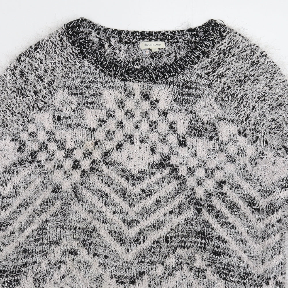 Womens UK Size 10 River Island Silver Pullover Jumper