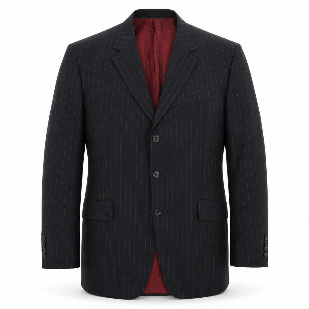 Marks & Spencer Mens Black Striped  Jacket Suit Jacket Size 44