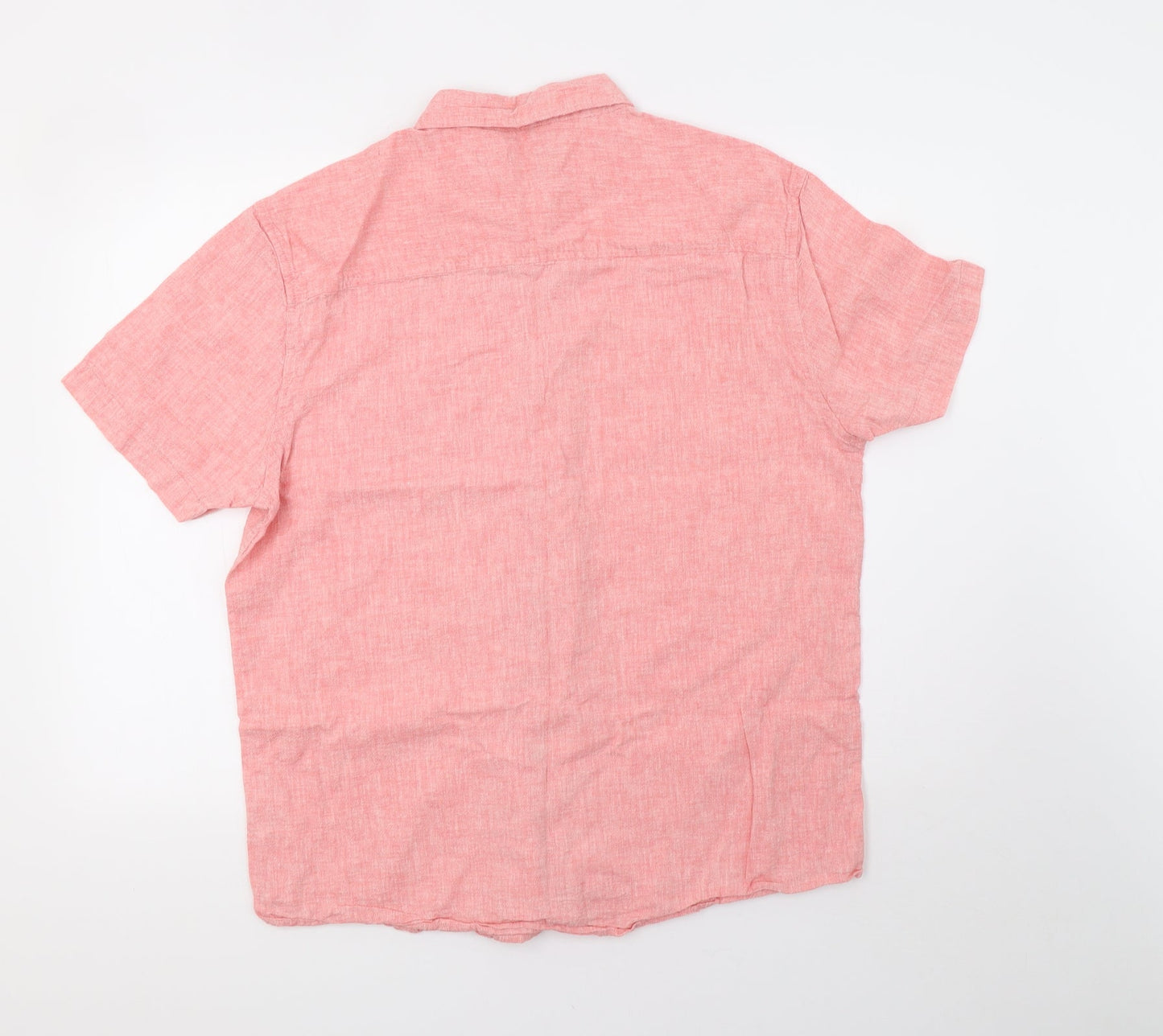 Mens UK Size XL Peacocks Pink  Button-Up Short Sleeve Casual Shirt