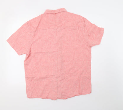 Mens UK Size XL Peacocks Pink  Button-Up Short Sleeve Casual Shirt