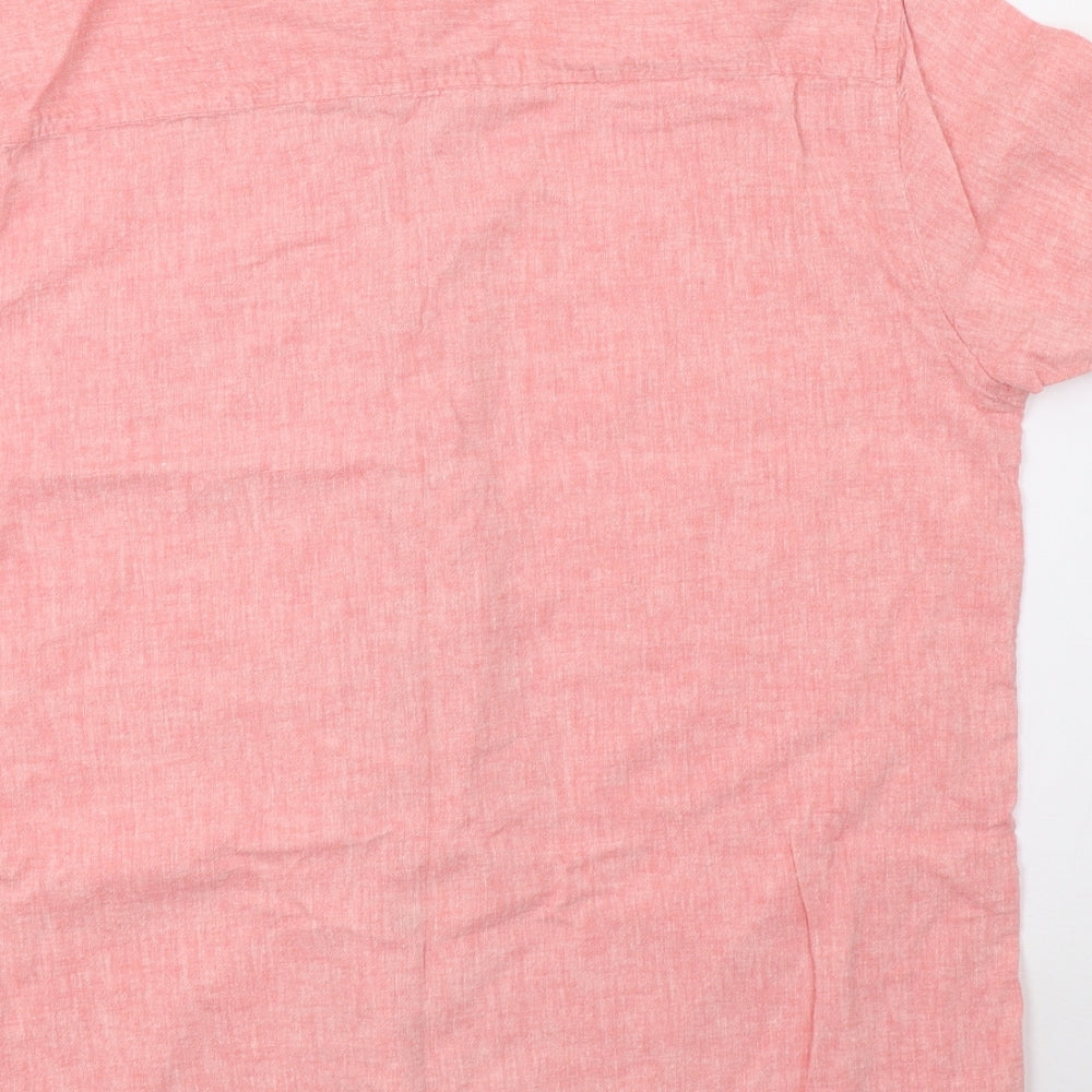 Mens UK Size XL Peacocks Pink  Button-Up Short Sleeve Casual Shirt