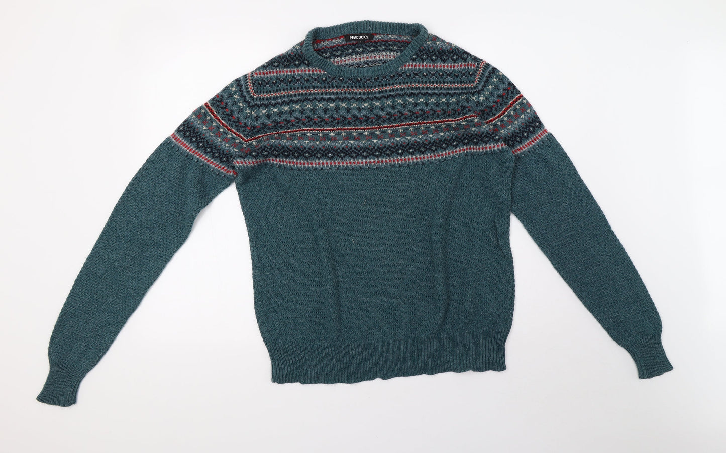 Mens UK Size S Peacocks Green Pullover Sweatshirt