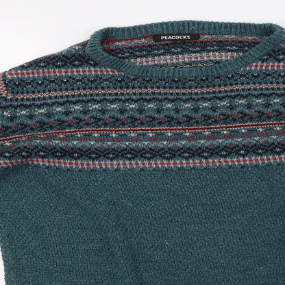 Mens UK Size S Peacocks Green Pullover Sweatshirt