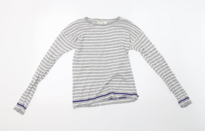 H&M Womens Grey Striped Knit Pullover Sweatshirt Size S