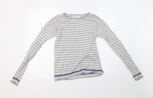 H&M Womens Grey Striped Knit Pullover Sweatshirt Size S