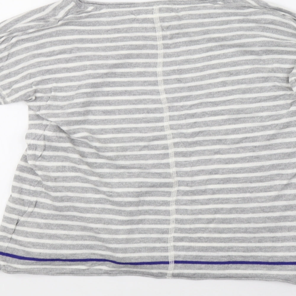 H&M Womens Grey Striped Knit Pullover Sweatshirt Size S
