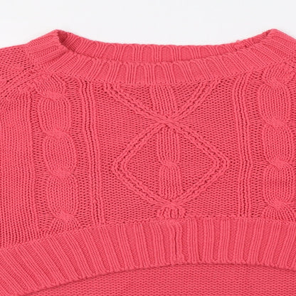 Louche Womens Pink  Knit Pullover Sweatshirt Size 10  - cropped at front