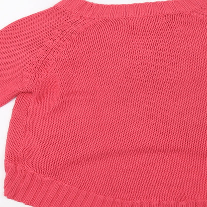 Louche Womens Pink  Knit Pullover Sweatshirt Size 10  - cropped at front