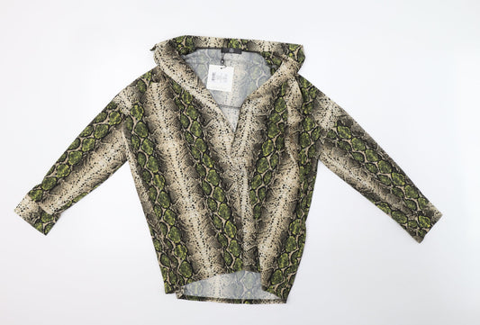 Missguided Womens Green Animal Print  Basic Blouse Size 8