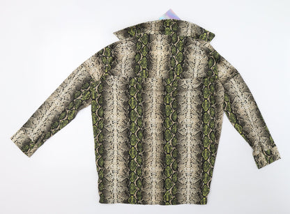 Missguided Womens Green Animal Print  Basic Blouse Size 8