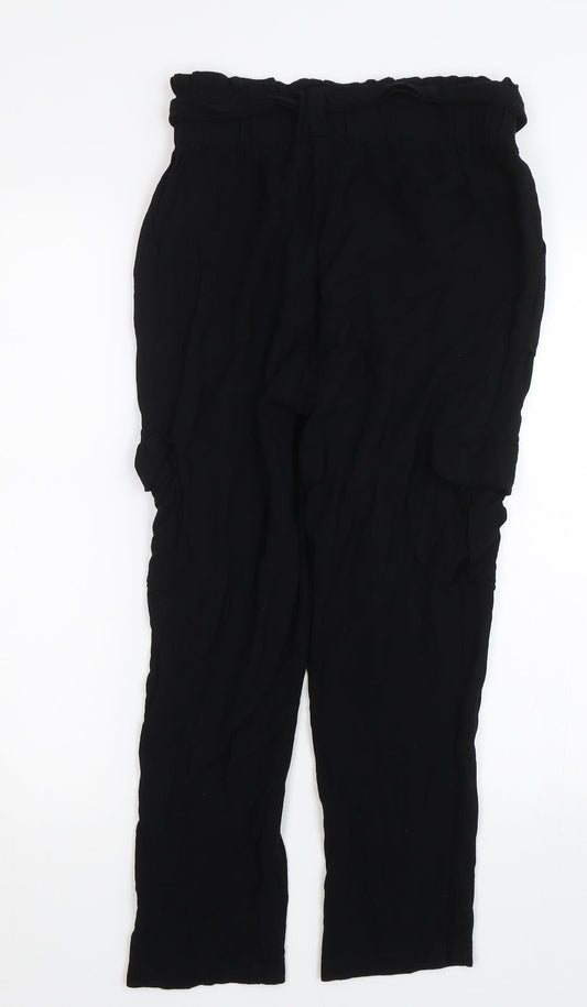 Chocolate USA Womens Black   Capri Trousers Size S L21.5 in