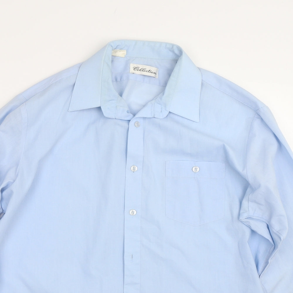 Womens UK Size 16 Collection Blue Basic Button-Up