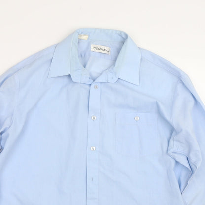 Womens UK Size 16 Collection Blue Basic Button-Up