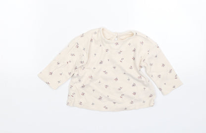 George Girls Beige Floral  Basic T-Shirt Size 3-6 Months
