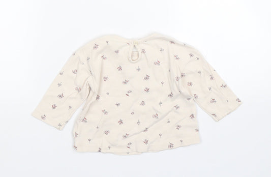 George Girls Beige Floral  Basic T-Shirt Size 3-6 Months