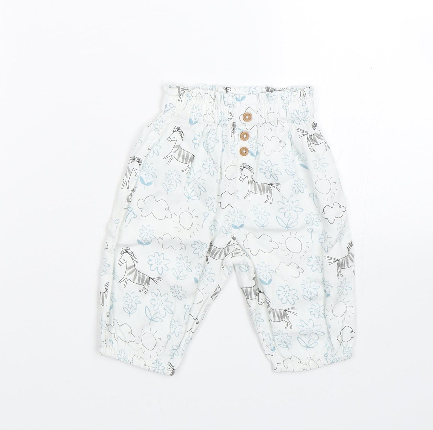 M&S Baby White Floral  Sweatpants Trousers Size 0-3 Months