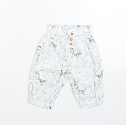 M&S Baby White Floral  Sweatpants Trousers Size 0-3 Months