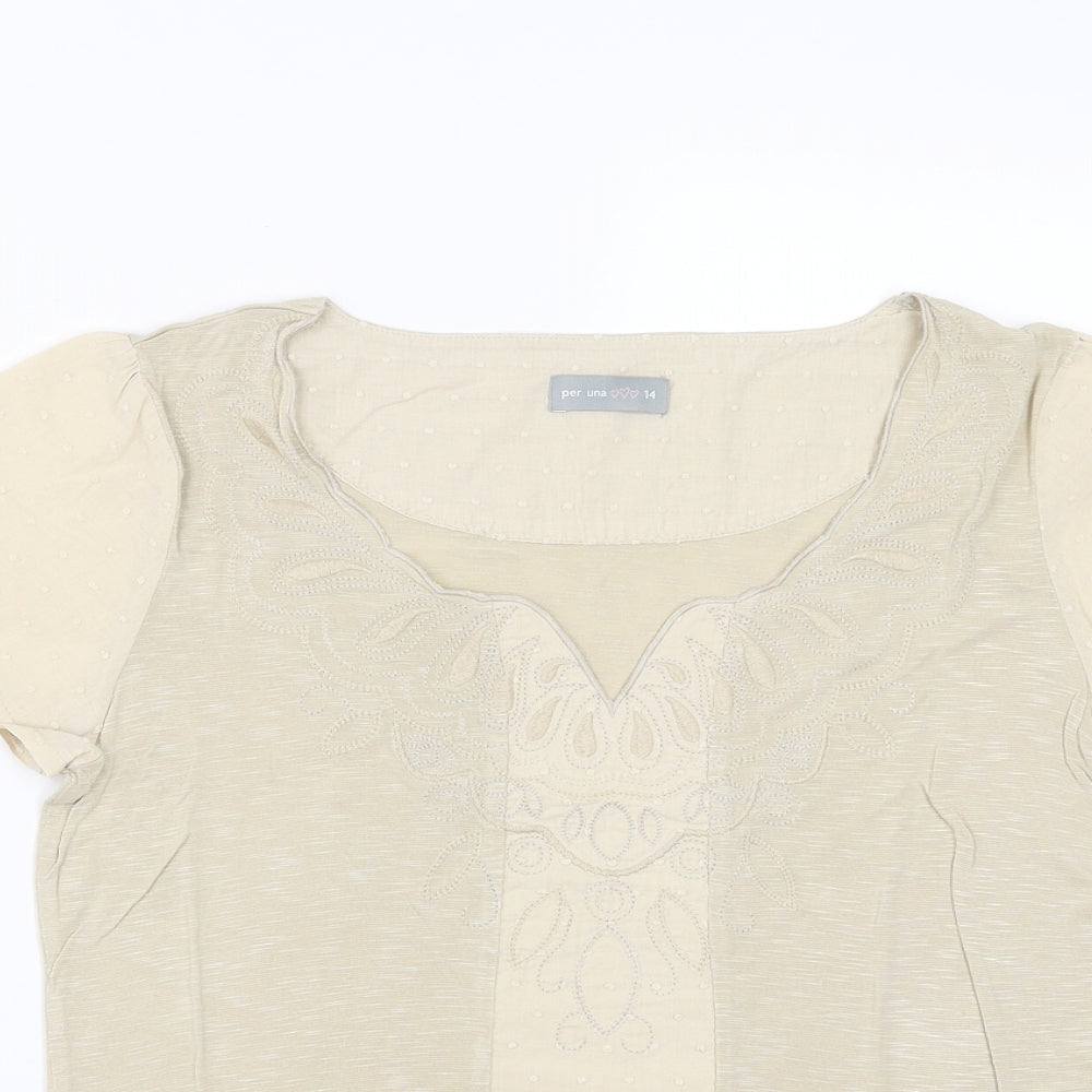 Womens UK Size 14 Marks and Spencer Beige Basic Blouse