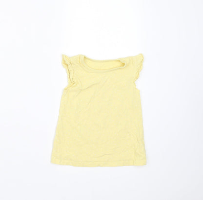 George Girls Yellow Polka Dot  Basic T-Shirt Size 12-18 Months