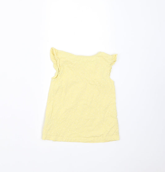 George Girls Yellow Polka Dot  Basic T-Shirt Size 12-18 Months
