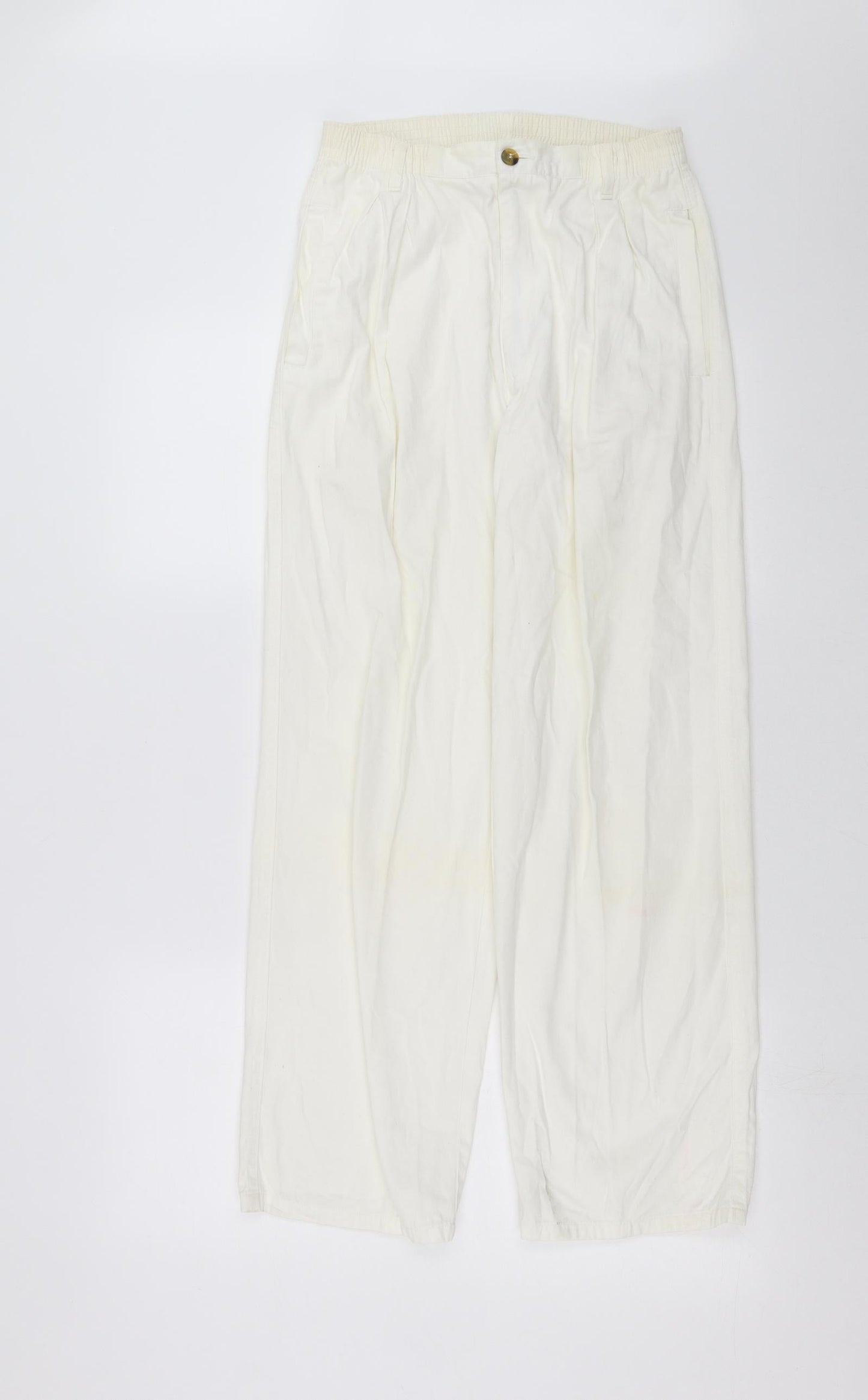 Womens UK Size S Preworn Regular Fit  White Trousers