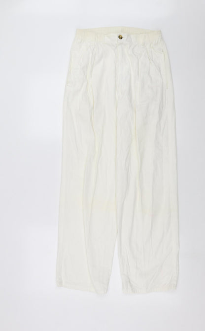 Womens UK Size S Preworn Regular Fit  White Trousers