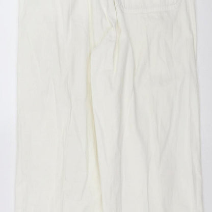 Womens UK Size S Preworn Regular Fit  White Trousers