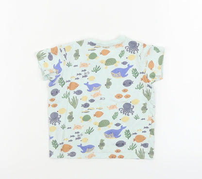 H&M  Boys Blue Animal Print  Basic T-Shirt Size 12-18 Months