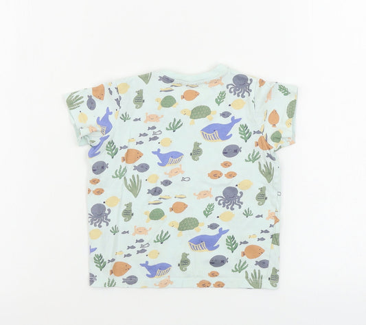 H&M  Boys Blue Animal Print  Basic T-Shirt Size 12-18 Months
