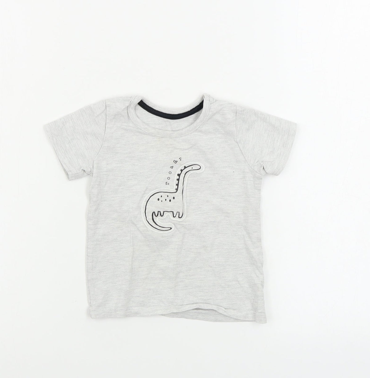 George Boys Grey   Basic T-Shirt Size 12-18 Months  - Dinosaur print