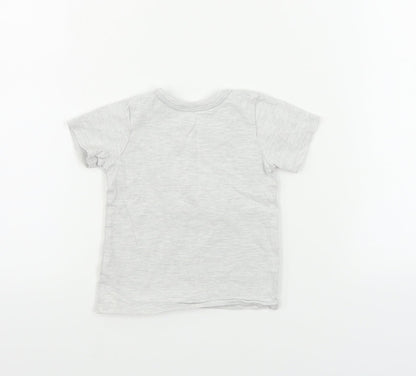George Boys Grey   Basic T-Shirt Size 12-18 Months  - Dinosaur print