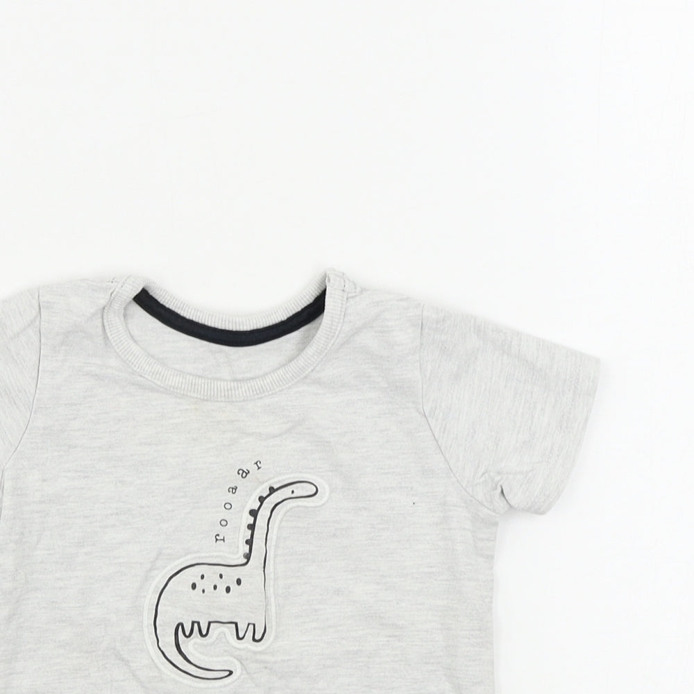 George Boys Grey   Basic T-Shirt Size 12-18 Months  - Dinosaur print