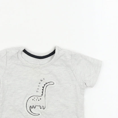 George Boys Grey   Basic T-Shirt Size 12-18 Months  - Dinosaur print