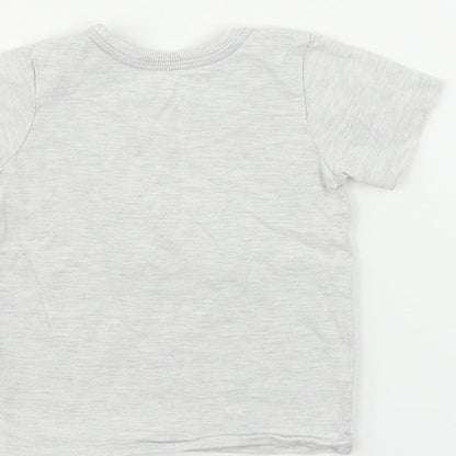 George Boys Grey   Basic T-Shirt Size 12-18 Months  - Dinosaur print